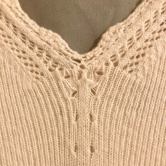 Anthropologie Knitted & Knotted Cream Sweater Sleeveless Boho Size S - Picture 2 of 11